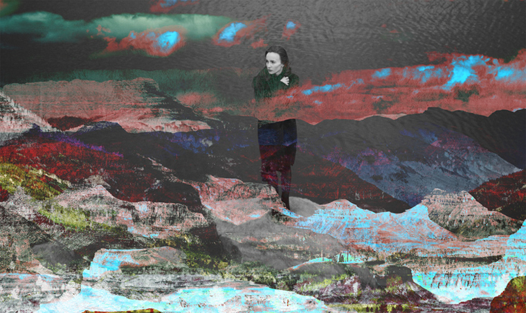 contemporary art landscape mountain woman