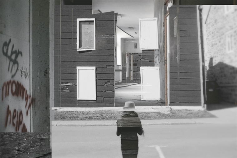 contemporary art black and white city street