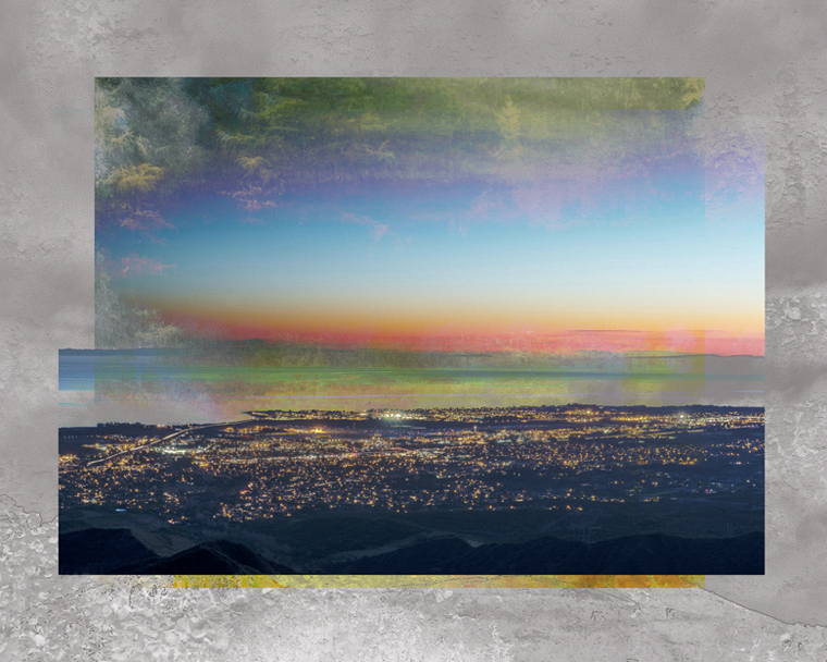 contemporary art landscape city sunset