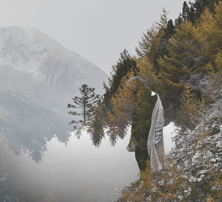 contemporary landscape forest lake girl
