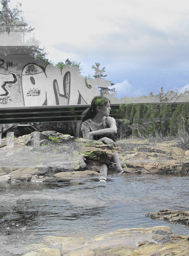 contemporary urban landscape graffitis girl